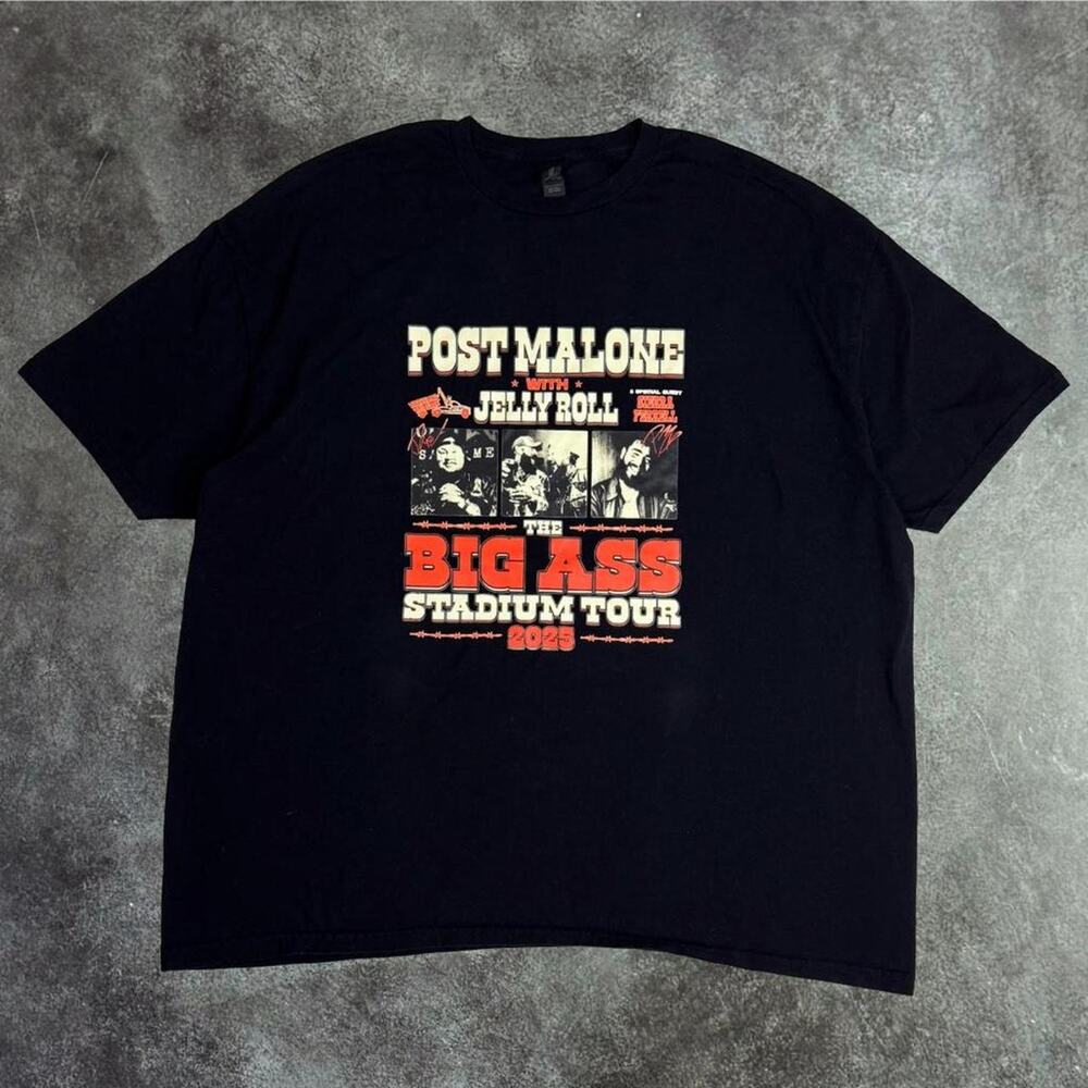 Black Post Malone & Jelly Roll The Big Ass Stadium Tour Tee.